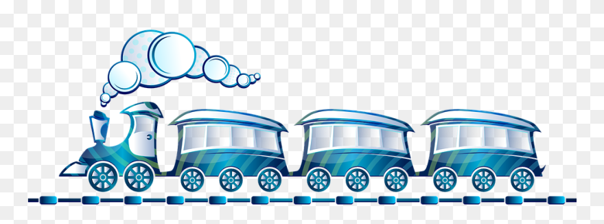 Toy Train Blue Locomotive - Train On A Railway Clipart - Png Download