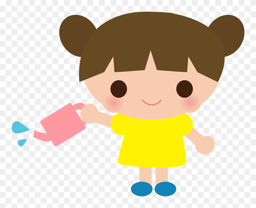 Child Girl Watering Can Clipart - 水 やり 子供 イラスト - Png Download