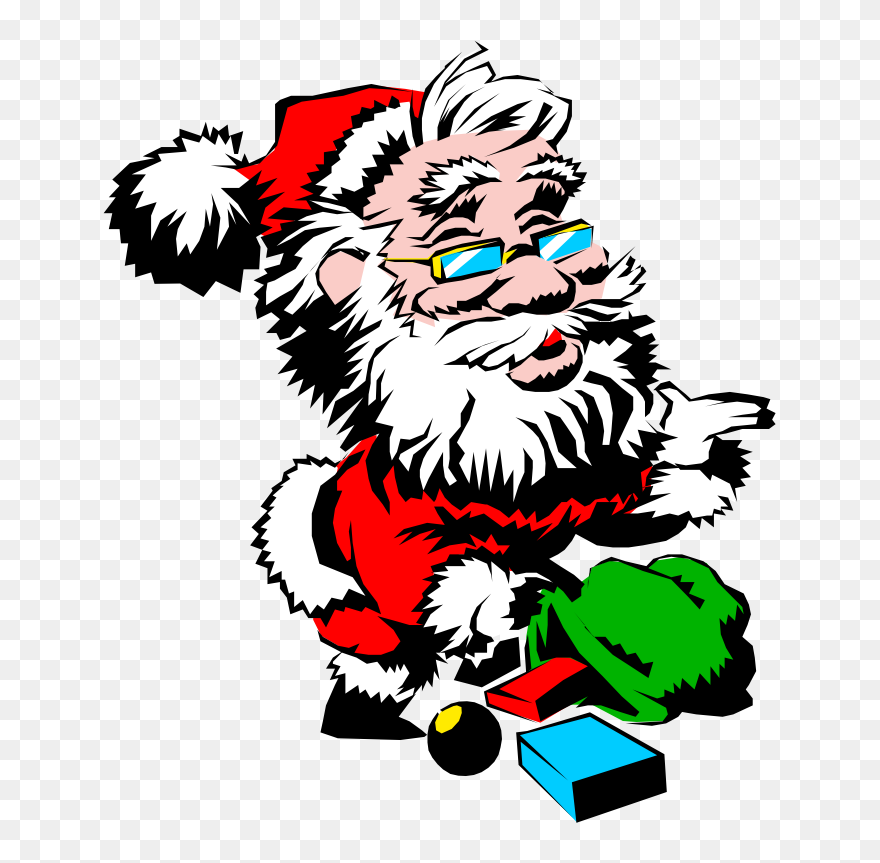 Santa With Presents - Gambar Santa Claus Keren Clipart