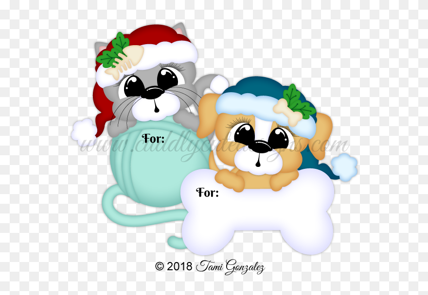 Christmas Pet Tags - Cartoon Clipart