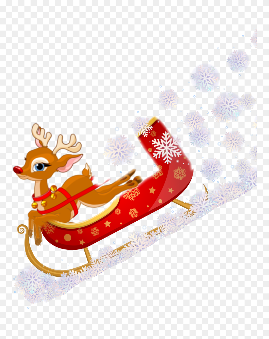 #freetoedit #reindeer #sleigh #santa #snow #snowflake - Santa Claus Sleigh Cartoon Clipart