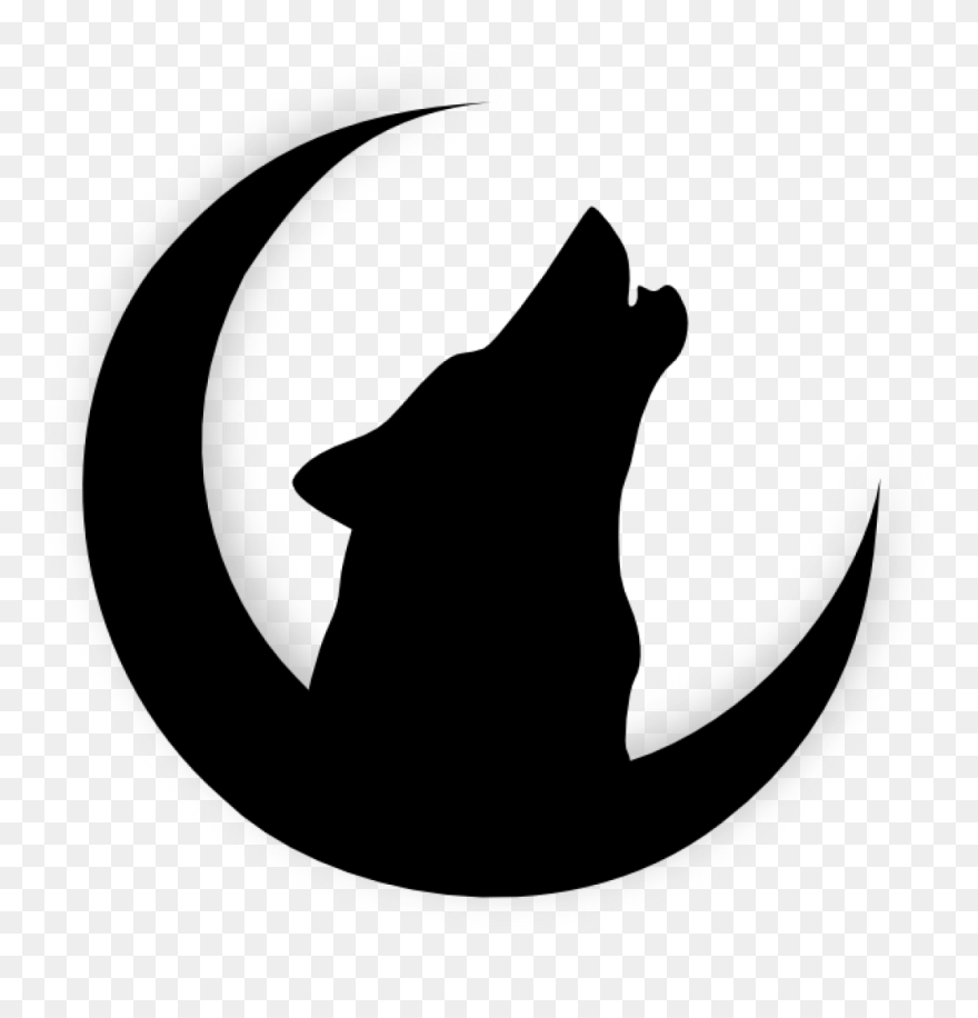 Clip Art Gray Wolf Drawing Moon Silhouette - Silhouette Wolf Howl At The Moon - Png Download
