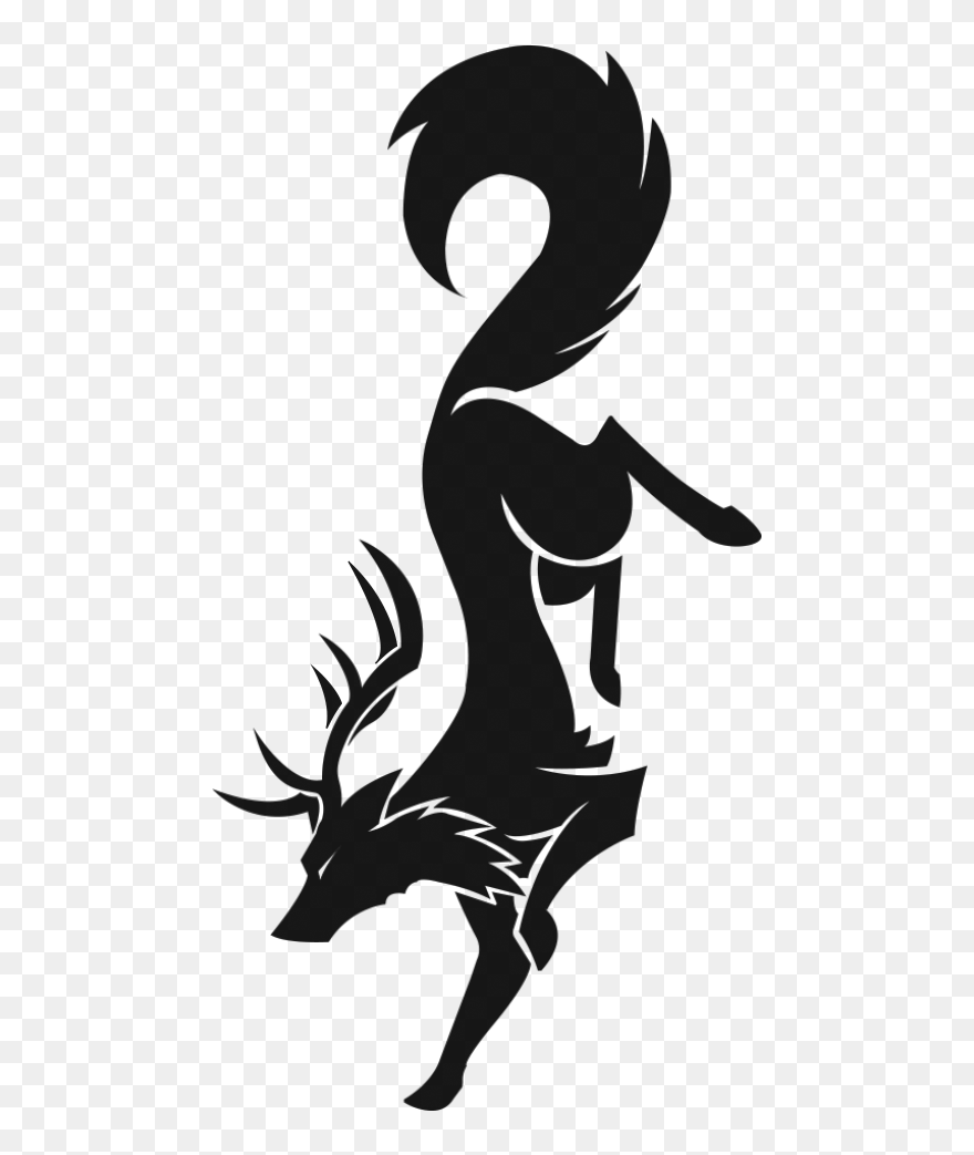 Gray Wolf Deer Sigil Art Drawing - Horned Wolf Clipart