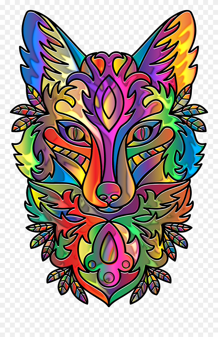 Prismatic Ornamental Fox Line Art Enhanced Clip Arts - Clip Art - Png Download