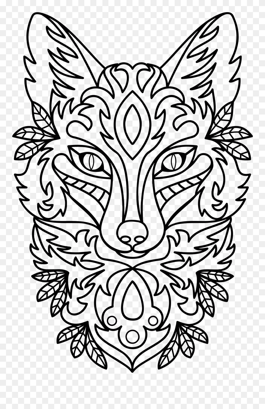 Fox Clipart Gray Fox, Fox Gray Fox Transparent Free - Drawing Fox Line Art - Png Download