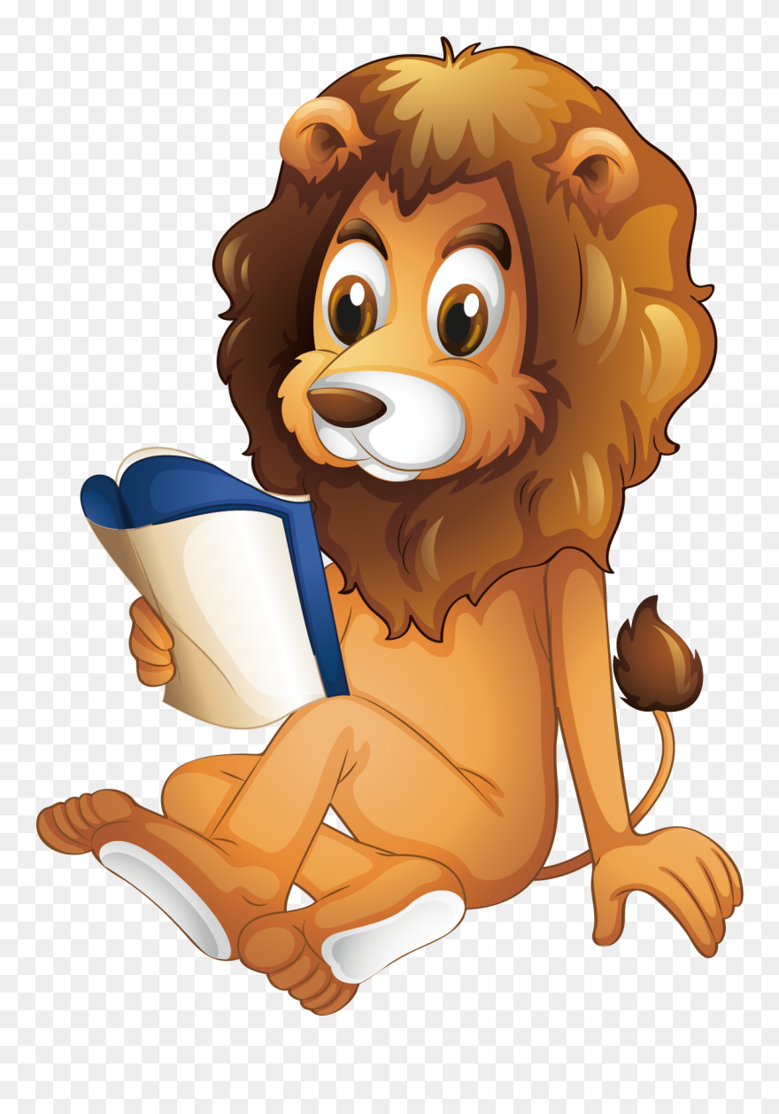 Reading Lion Clipart
