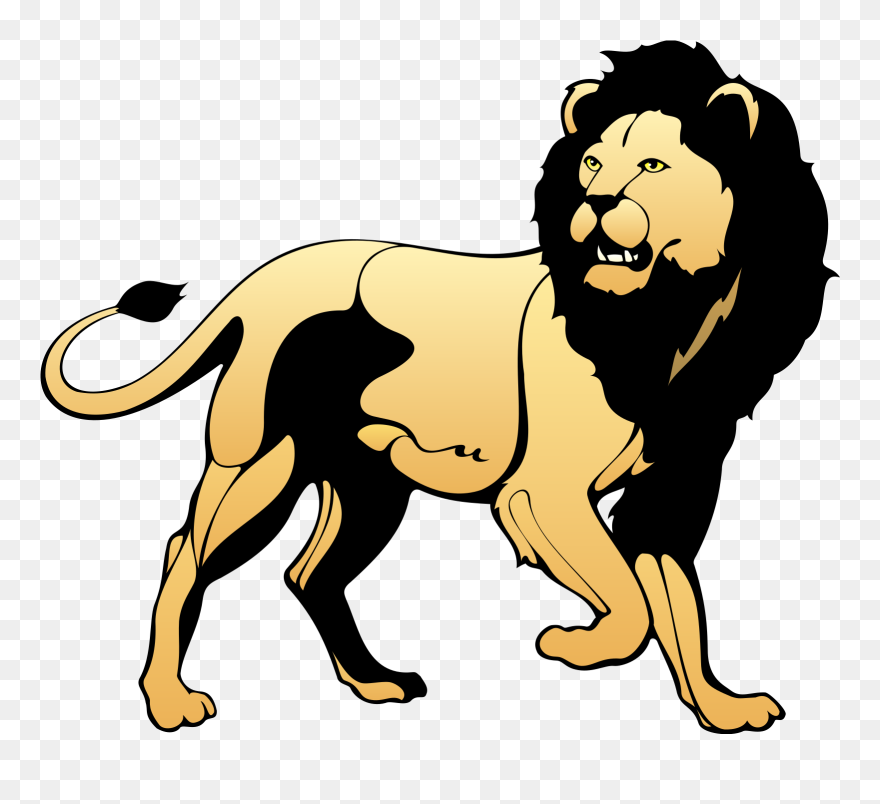 Realistic Lion Clipart Black And White - Png Download