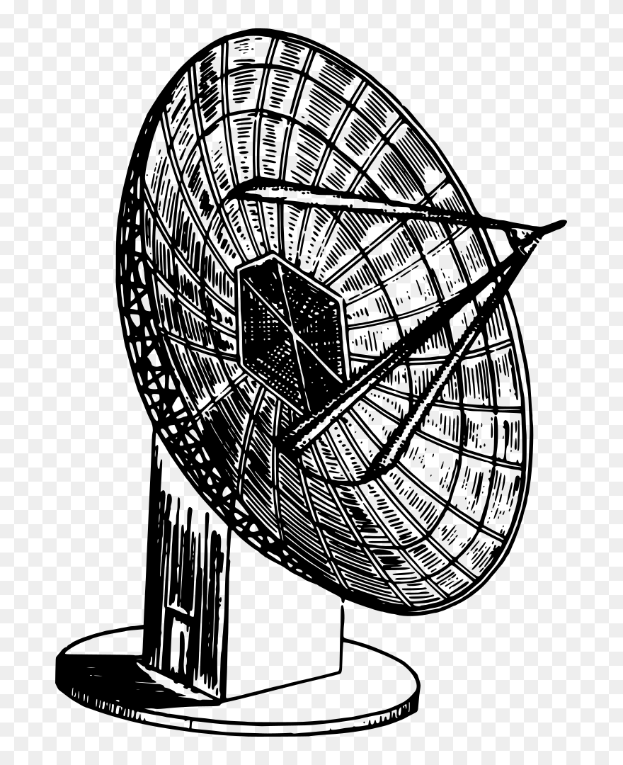 Radio Telescope Black And White Drawing Clipart