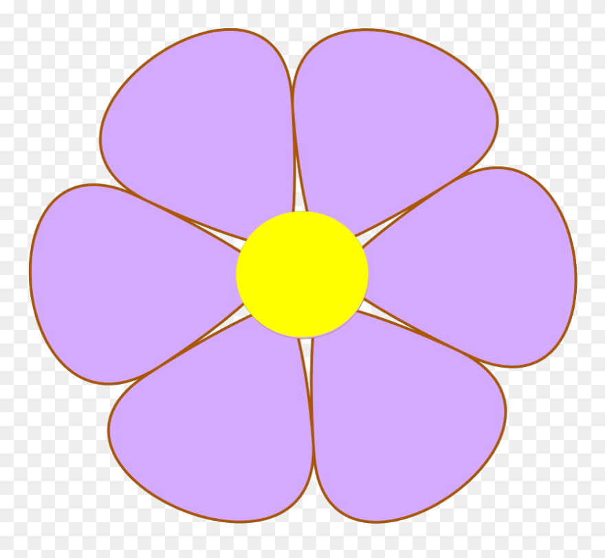 Purple Flower Outline Svg Clip Arts - Flower Svg Clker - Png Download