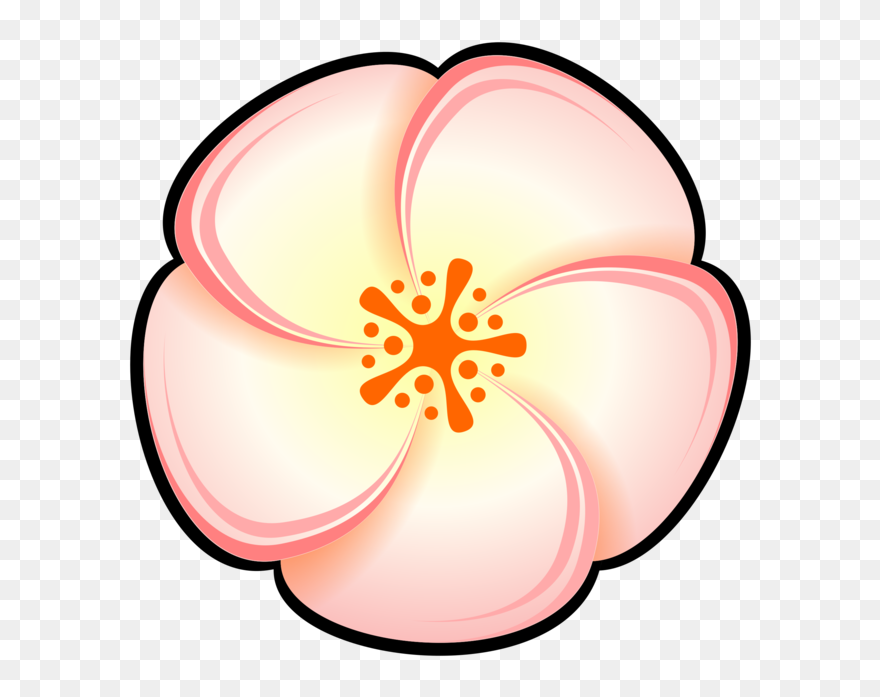 Pink,flower,peach - Free Cartoon Peach Flower Clipart