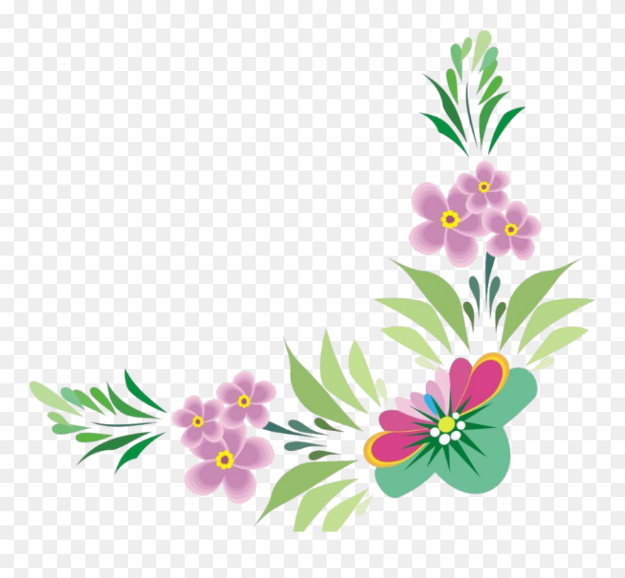 #bloom #pink #frame #flower #border #flowers #white - Flower Clipart