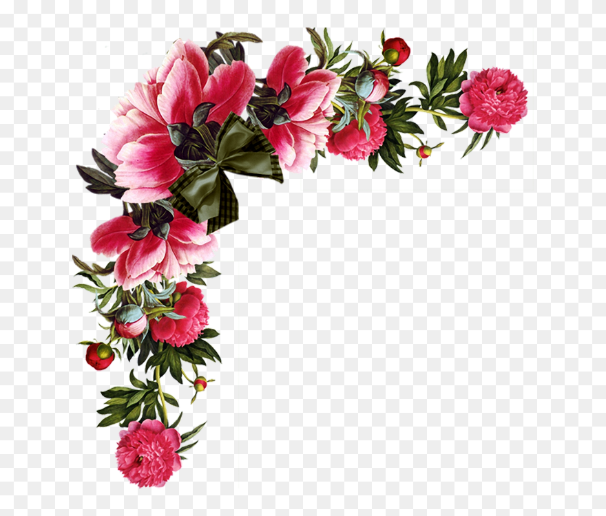 Red Flower Border Clipart - Png Download