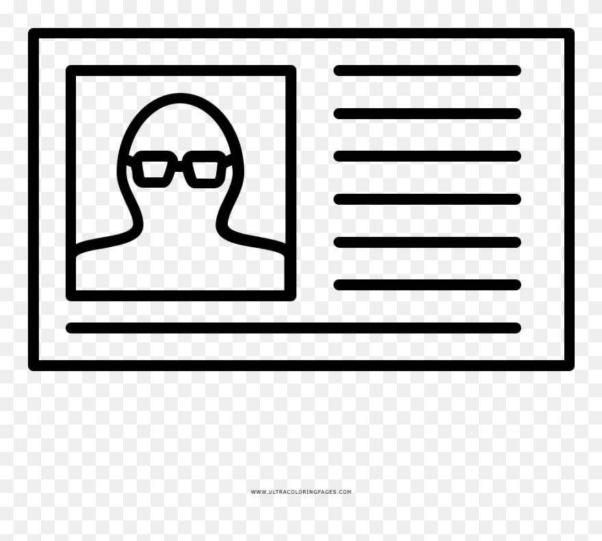 Transparent Id Card Clip Art - Id Card Coloring Page - Png Download
