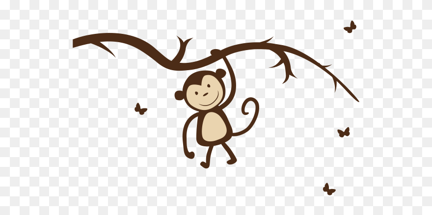Girl Monkey On Wall - Wall Decal Clipart