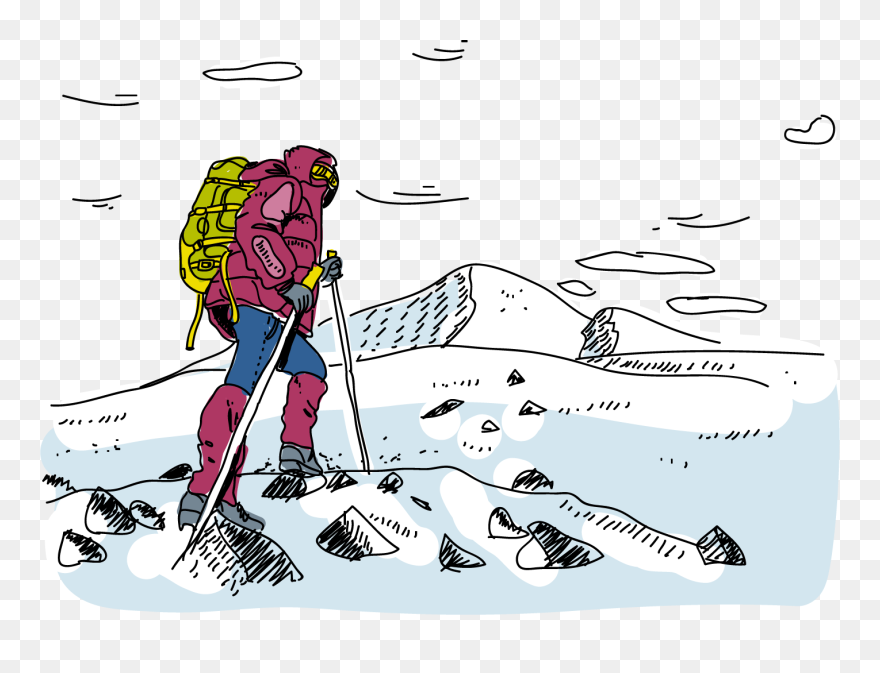 Mountaineering Outdoor Recreation Climbing Silhouette - 爬 雪山 卡通 Clipart