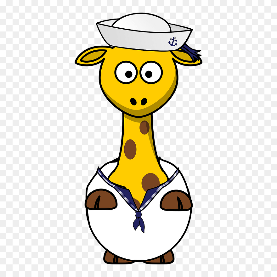 Giraffe Sailor Clipart - Clipart Cartoon Animals Giraffe - Png Download