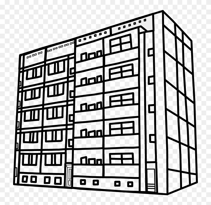 Apartment Buildings Clipartshare - Apartment Clipart Black And White - Png Download