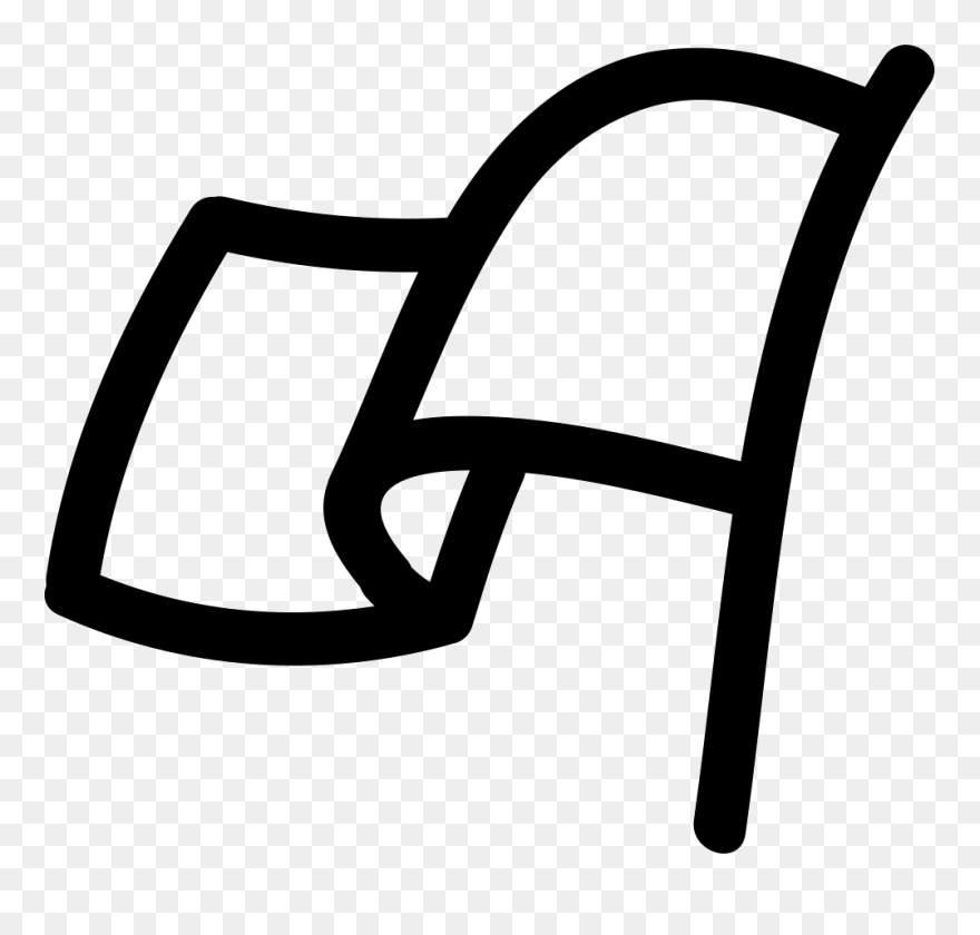 Flag Hand Drawn Outline - Flag In Hand Icon Clipart