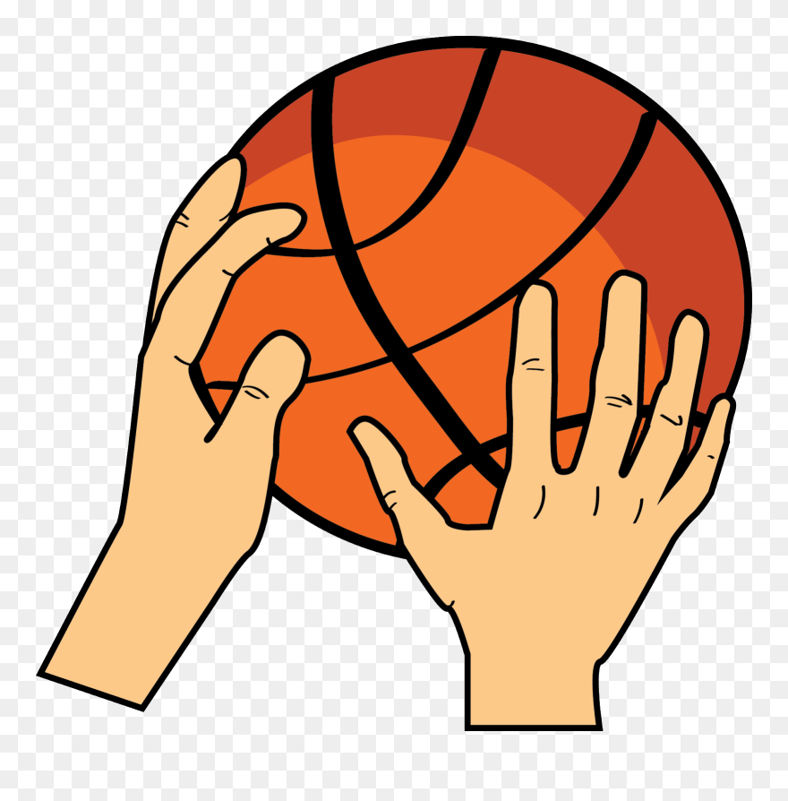 Basketball In Hand Clipart Image Library Stock Hand - Hands Shooting Basketball Drawing - Png Download
