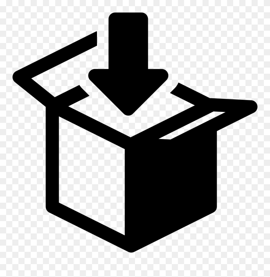 Package Box With Down Arrow - Box With Arrow Icon Clipart