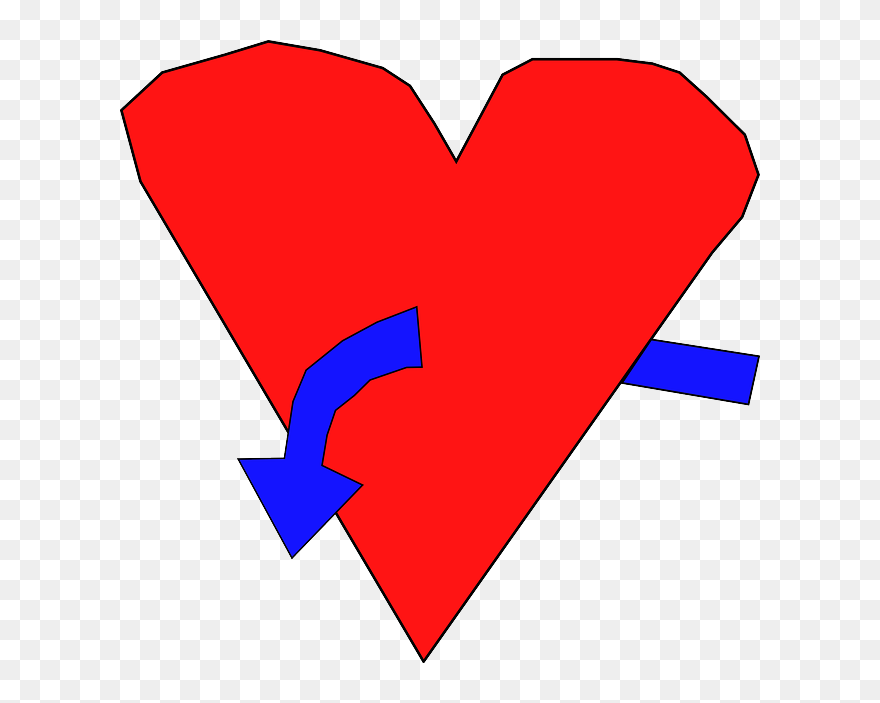 Red, Blue, Arrow, Drawing, Heart, Hart, Curved, With - Clip Art - Png Download