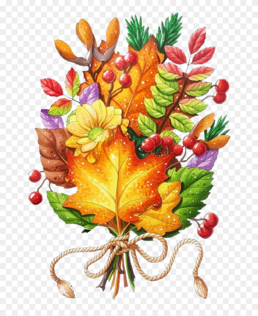 #leaves #autumn #fall #flowers #bouquet #arrangement - Illustration Clipart
