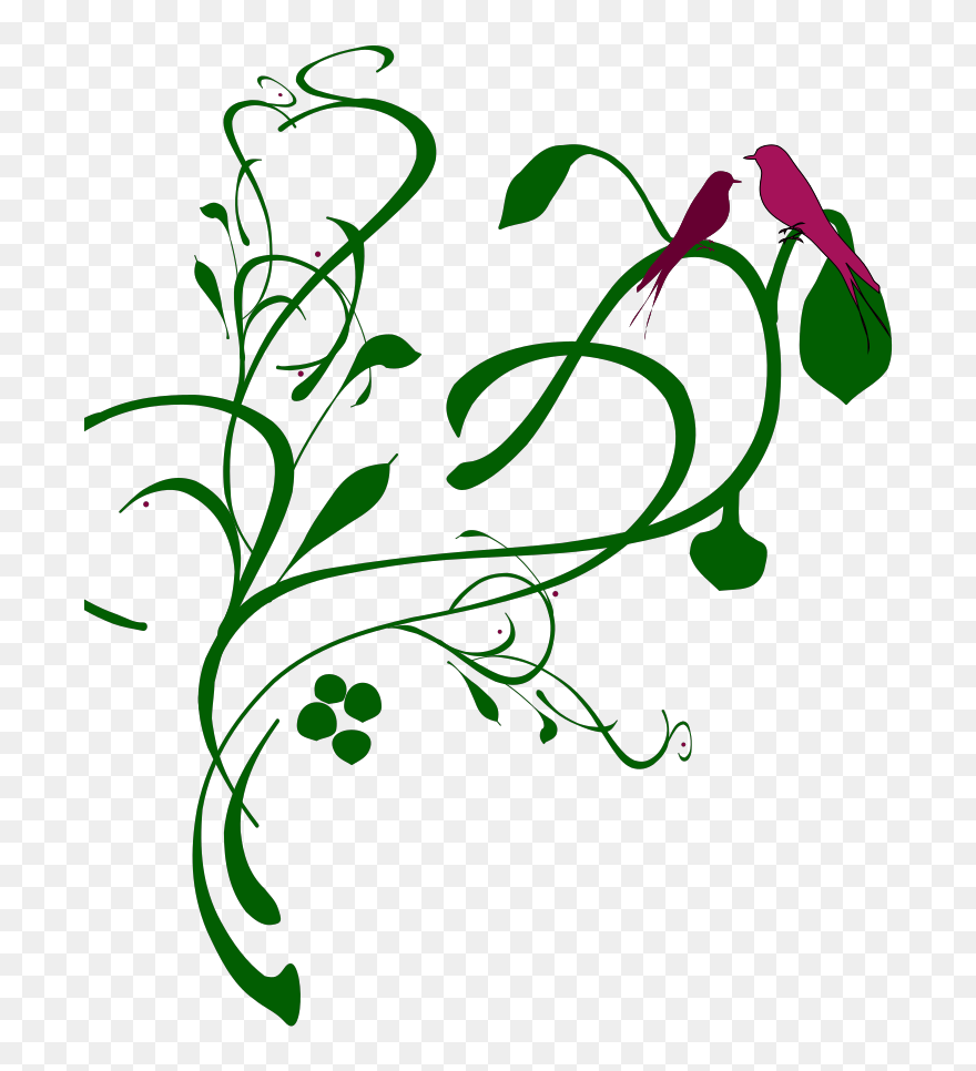 Birds On A Branch Svg Clip Arts - Vines Clip Art - Png Download