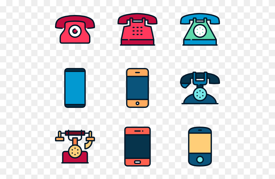 Phone Set Packs - Transparent Mobile Cartoon Png Clipart
