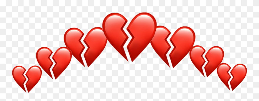 Broken Brokenheart Heart Hearts Crown Tumblr Red Heartr- - Transparent Broken Heart Emoji Png Clipart