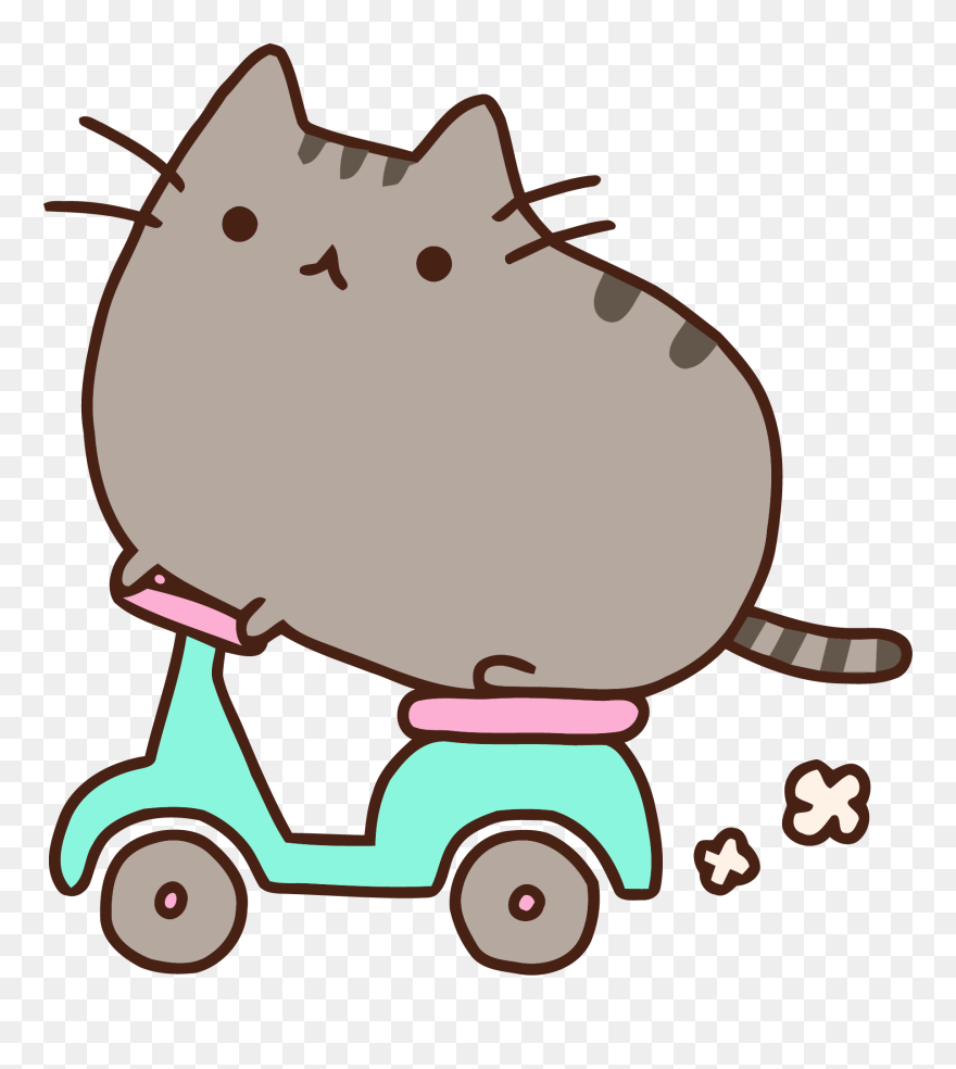 Moped Cat Clipart Png - Pusheen Scooter Gif Transparent Png
