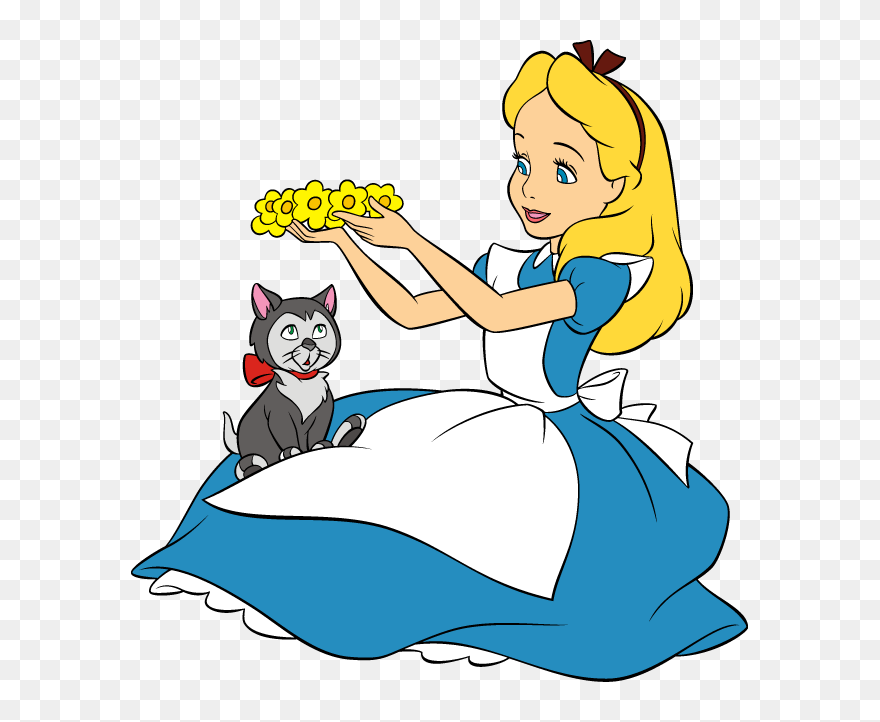 White Rabbit Queen Of Hearts Caterpillar Cheshire Cat - Alice In Wonderland And Her Cat Clipart