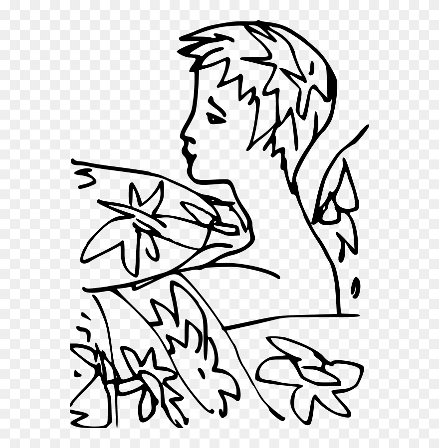 Outline Of Woman Surrounded By Flowers Clipart