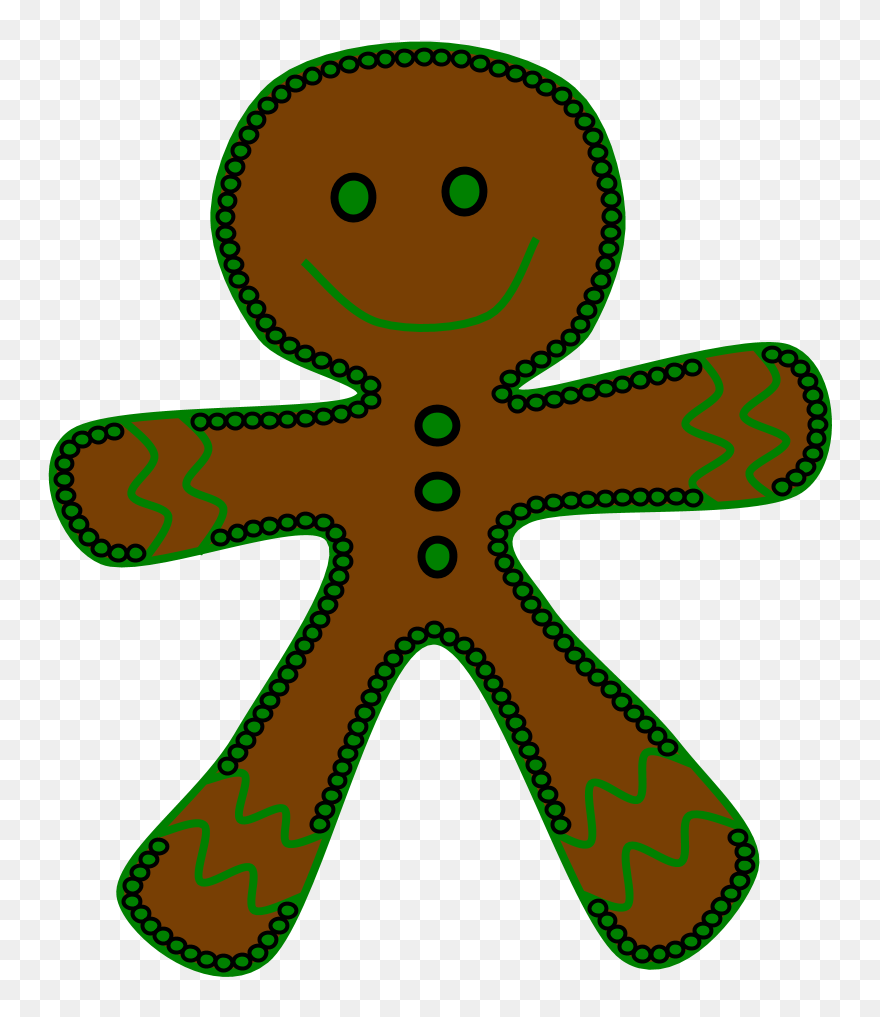 Gingerbread Man, Green Frosting Clipart
