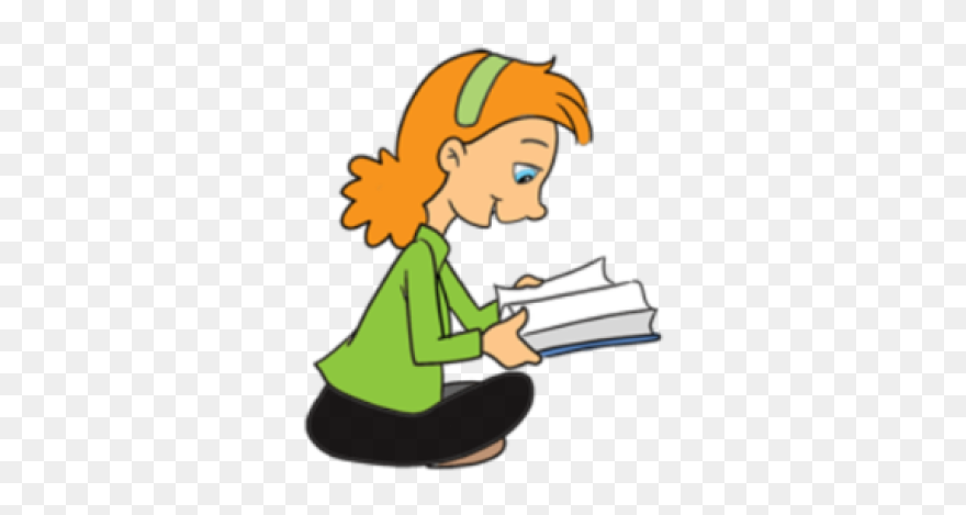 Cartoon Girl Reading - Clip Art - Png Download