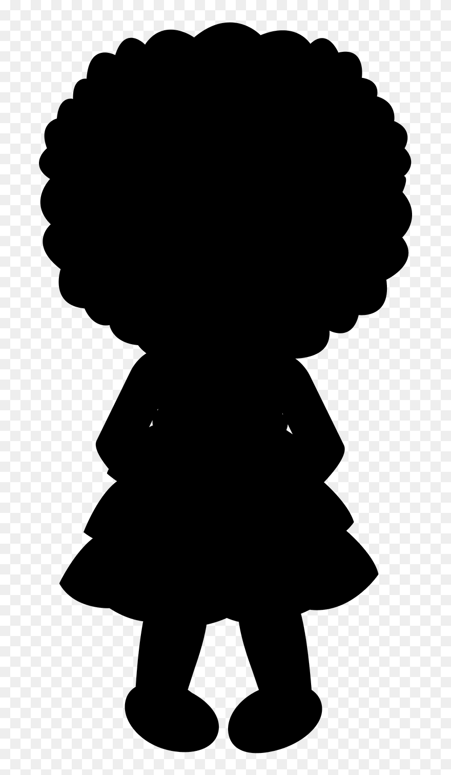 Silhouette Tree Clip Art Black M - Little Girl With Afro Puffs Silhouette - Png Download