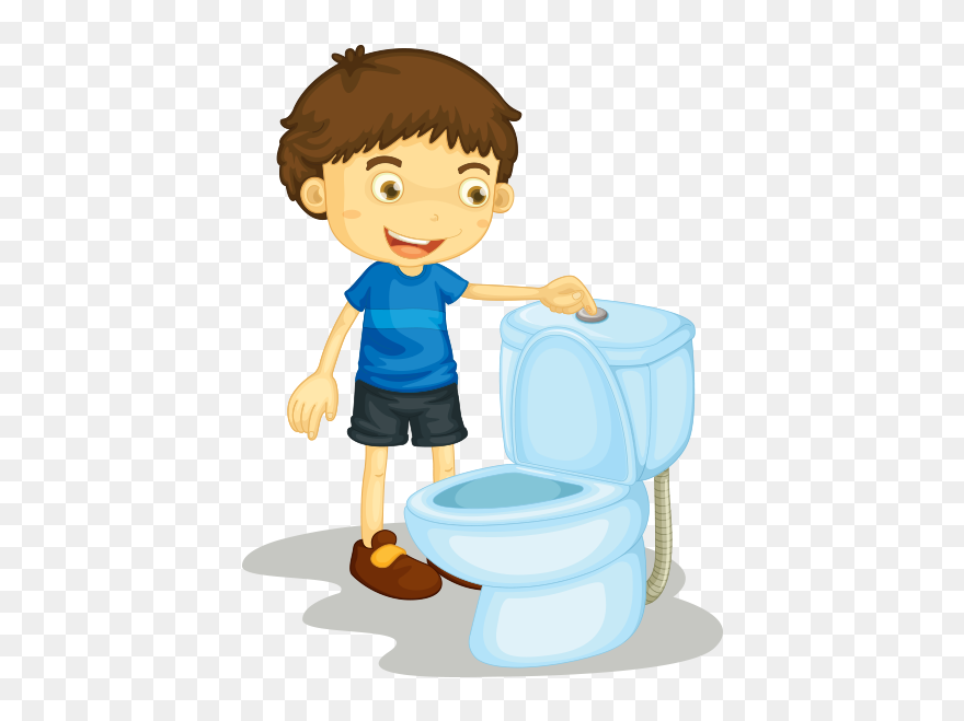 Clipart Klozet Sifonu Çeken Erkek Çocuk - Flush The Toilet Cartoon - Png Download