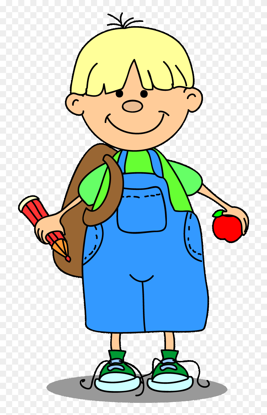 Clipart Elması Ve Kalemiyle Erkek Çocuk Resmi Png - Child Student Clip Art Png Transparent Png