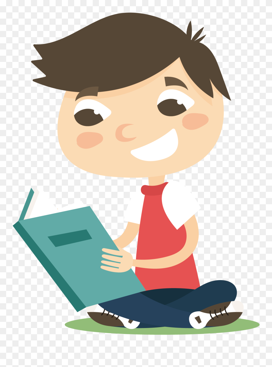 Boy Child Reading - Reading Vector Png Free Clipart