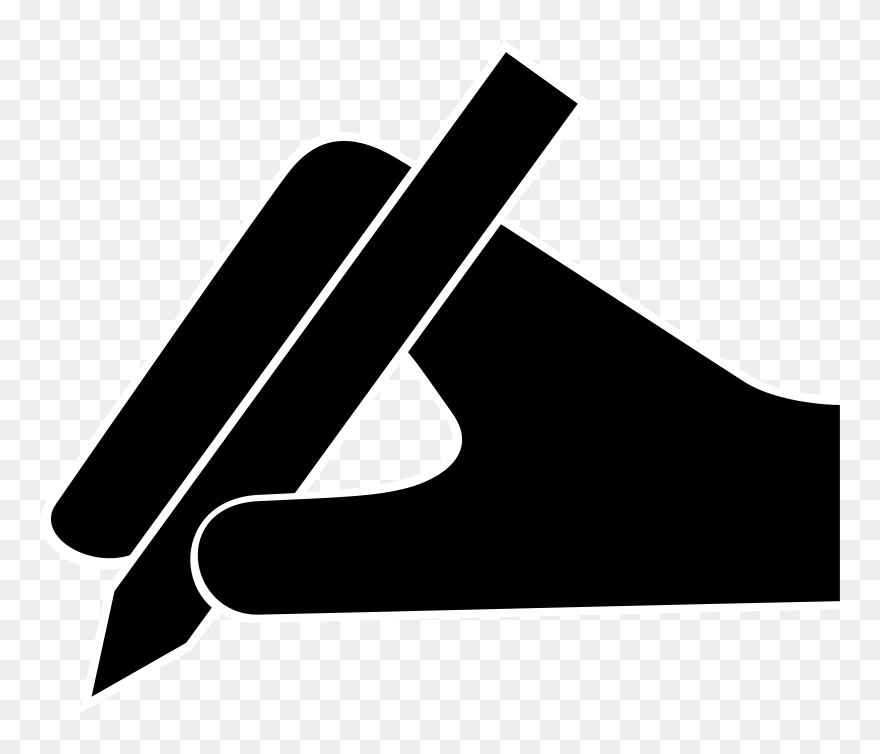 Mano Con Penna - Pen And Paper Clipart Black And White - Png Download