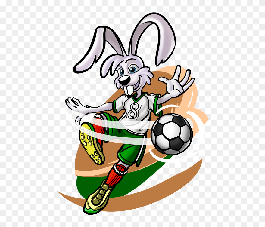 Easter Bunny Playing Soccer Clipart