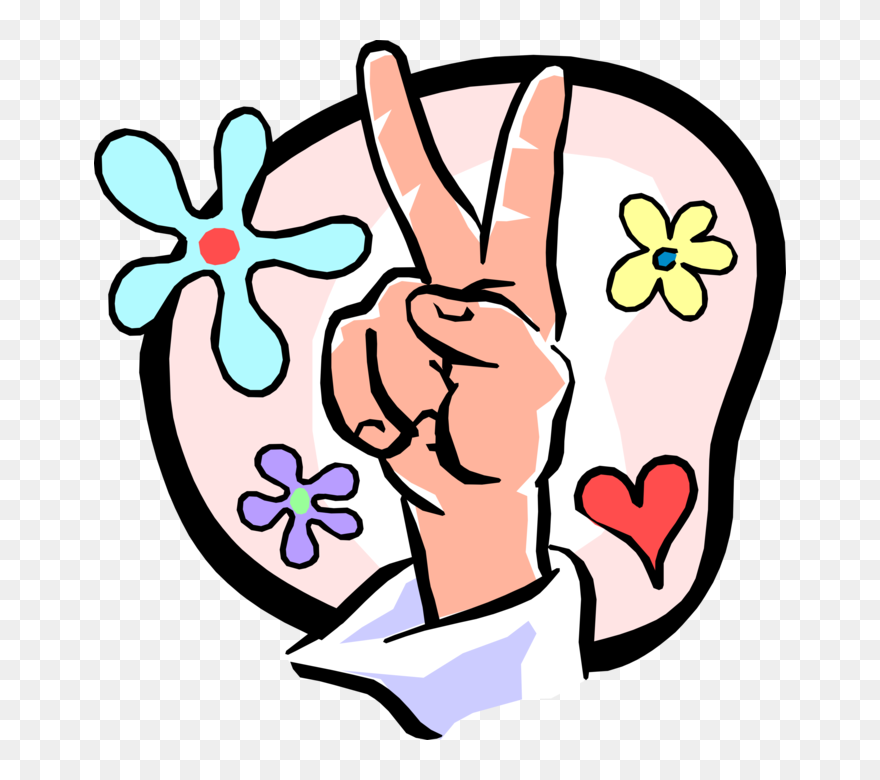 Vector Illustration Of Nonverbal Communication Hand - สู้ ๆ สอง นิ้ว Clipart