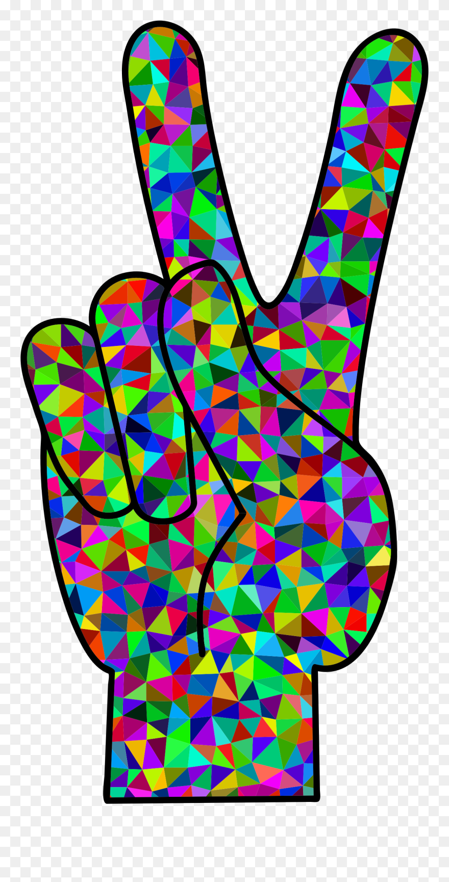 Prismatic Low Poly Peace - Peace Sign Hand Colourful Clipart