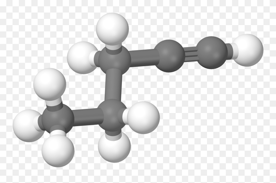 C5h8 Clipart Svg Transparent 1-pentyne - Alkyne Ball And Stick - Png Download