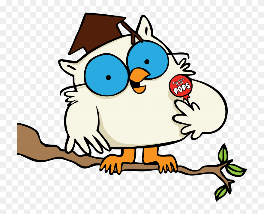 Mr Owl On Branch - Cartoon Tootsie Pop Owl Clipart