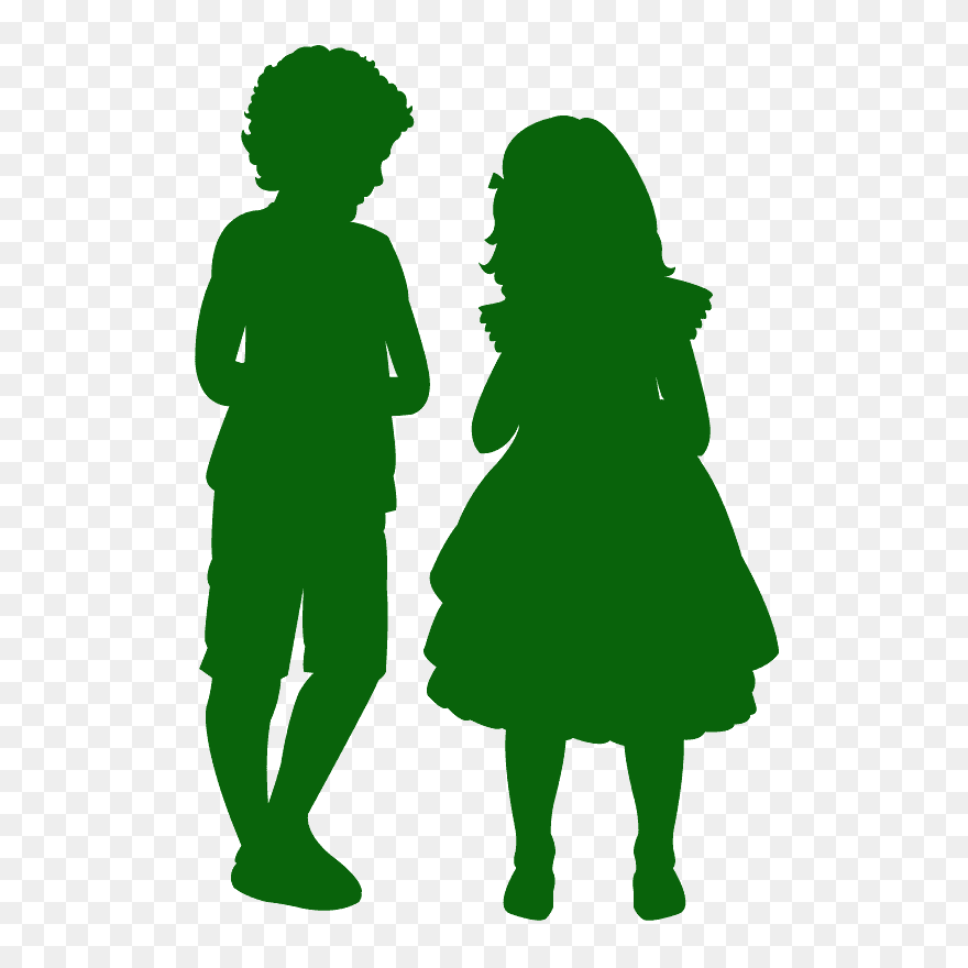 Silueta De Un Niño Y Una Niña Clipart