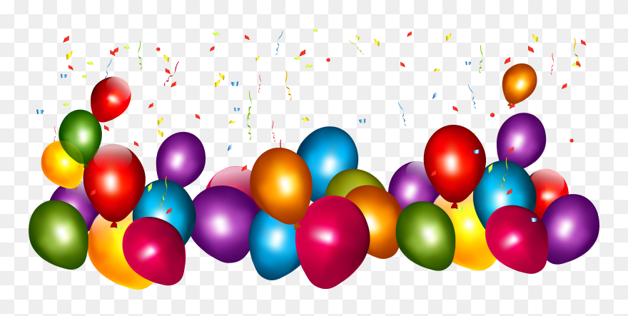 Balloon Confetti Birthday Party Clip Art - Balloons Border Transparent Background - Png Download