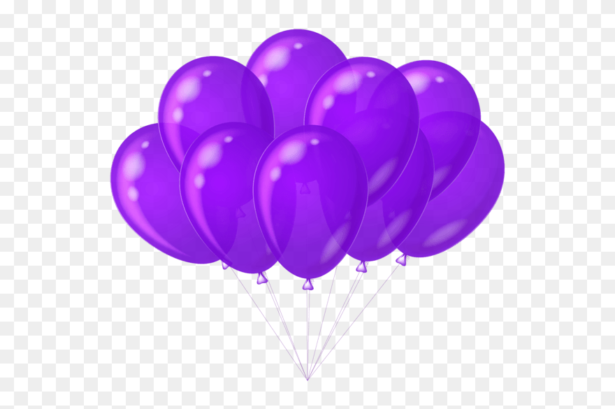 Purple Birthday Cake Clip Art - Purple Balloons Transparent - Png Download