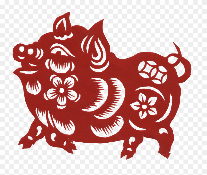 Chinese Paper Cutting Of Pig For Use In Chinese New Clipart