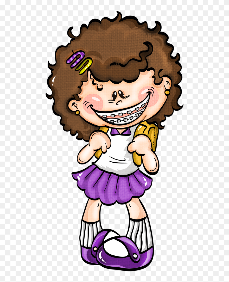 Escola Amp Formatura Clipart Clip Art, Chart - Menininha De Aparelho No Dente Desenho Animado - Png Download