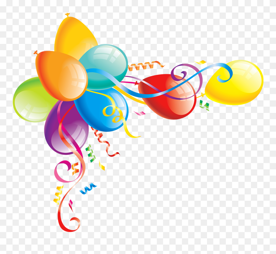 Balloons And Streamers Clipart - Png Download
